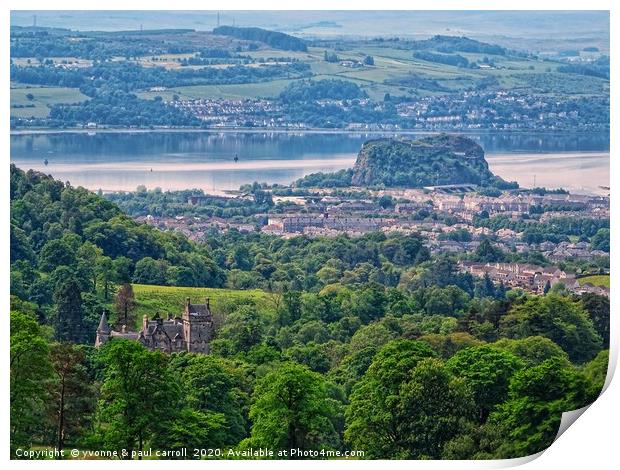 Dumbarton Rock from the Kilpatrick hills  Print by yvonne & paul carroll