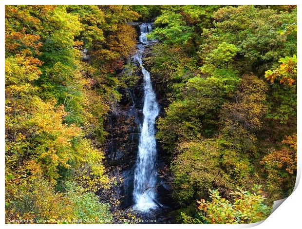 Black Spout Waterfall, Pitlochry Print by yvonne & paul carroll