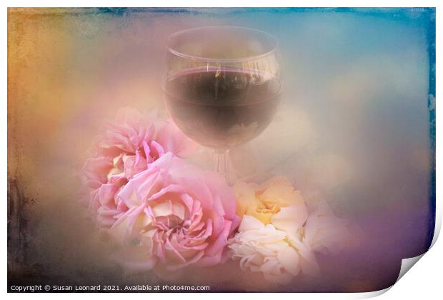Wine and Roses Print by Susan Leonard