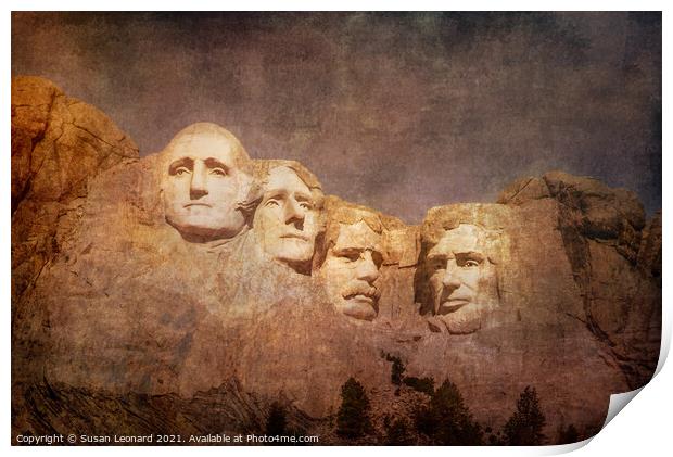 Mount Rushmore Presidents Print by Susan Leonard