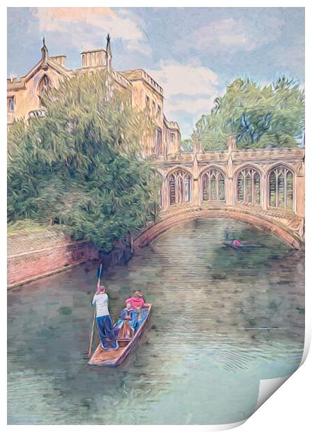 Punting on the River Cam Print by Susan Leonard