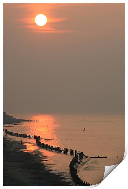 Beach sunset Print by Ian Owen