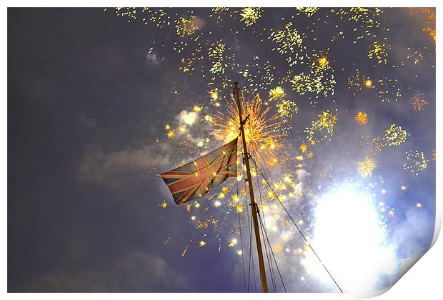 Thames Fireworks New Year 2013 Print by Phil Robinson