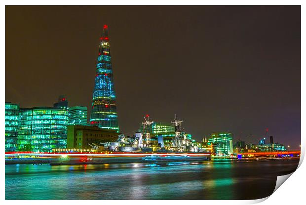 Shard and HMS Belfast Print by Phil Robinson