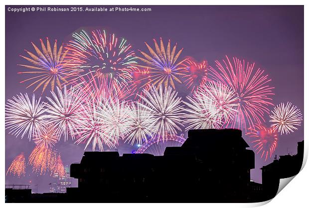  London Fireworks 2014/15 Print by Phil Robinson