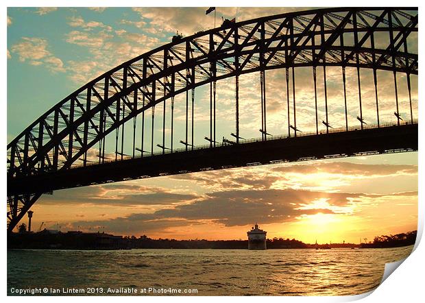 Sydney Harbour Bridge Sunset Print by Ian Lintern