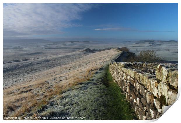 Frosty morning, Hadrian's Wall Print by Heather Athey