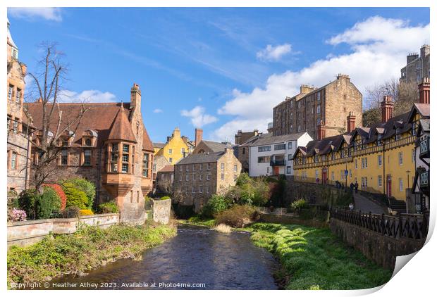 Dean Village, Edinburgh, Scotland Print by Heather Athey