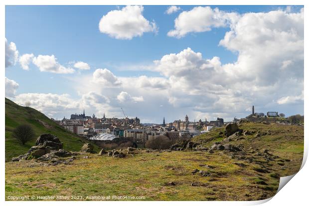 A view of Edinburgh from Salisbury crags Print by Heather Athey