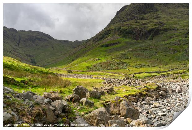 Seathwaite fell & Grains Gill in the Lake District, Cumbria, UK Print by Heather Athey