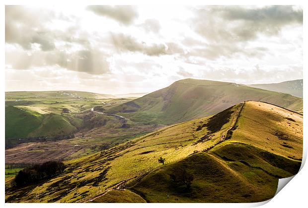 Afternoon Sun on Mam Tor and the Great Ridge Print by Phil Tinkler
