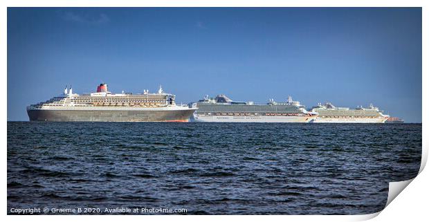 Triple Cruise Ships Print by Graeme B