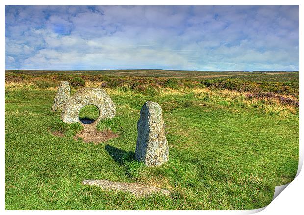 Men-An-Tol at Madryn Cornwall Print by Dave Bell