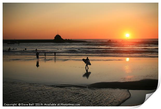Sunset Surfer Dude Print by Dave Bell