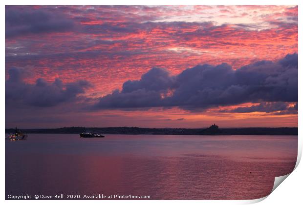 Pink Sunrise Print by Dave Bell