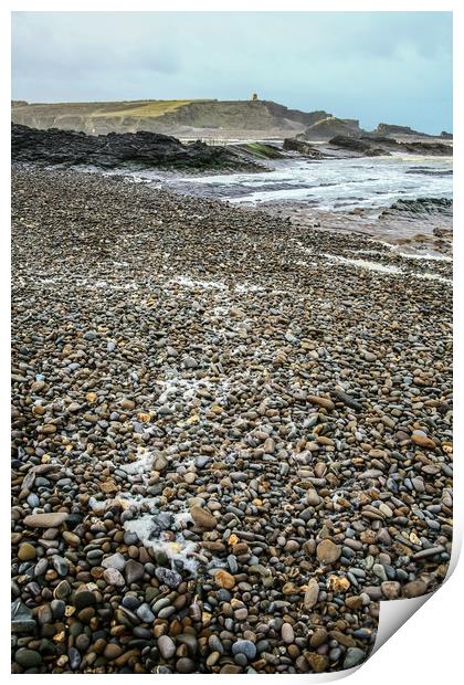 Wet pebble beach Print by Dave Bell