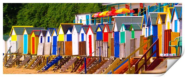 Bright Beach huts Print by Dave Bell