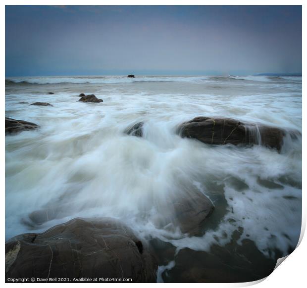 Rocky Sea Shore Foaming Water Print by Dave Bell