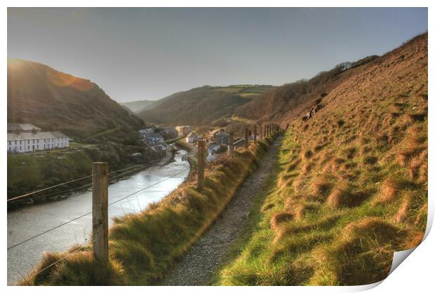 A High Footpath Overlooking Boscastle At Sunrise. Print by Dave Bell