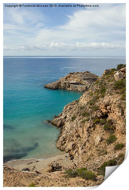 Rugged coastline on Ibiza Print by Frederick McLean
