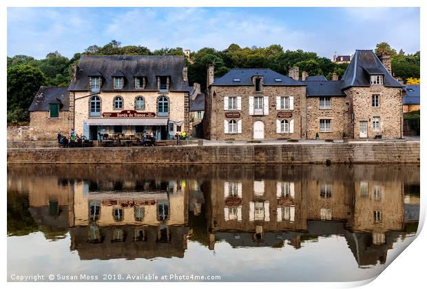 Rance River Reflections Dinan Brittany France  Print by Susan Moss