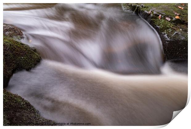 A small waterfall abstract on the North York Moors Print by Martin Williams