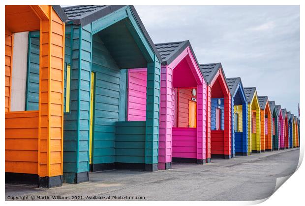 Colourful beach huts at Saltburn-by-the-Sea Print by Martin Williams