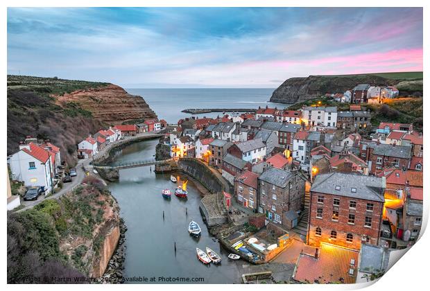 Sunrise over Staithes, on the North Yorkshire Coast Print by Martin Williams