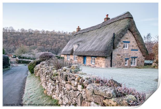 Frosty thatched cottage at Rievaulx village, North Yorkshire Print by Martin Williams