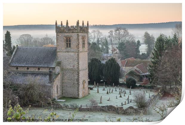 Stonegrave minster church on a frosty misty day, Rydeale distric Print by Martin Williams