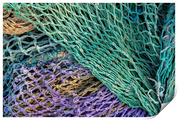 Old pile of colourful fishing ropes in Scarborough harbour Print by Martin Williams