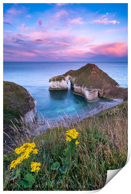 Sunset at High Stacks Arch, Flamborough Head Print by Martin Williams