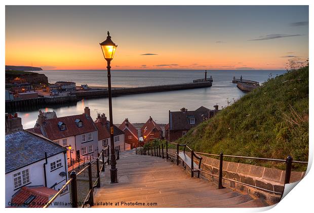 Whitby Steps - Orange Glow Landscape Print by Martin Williams