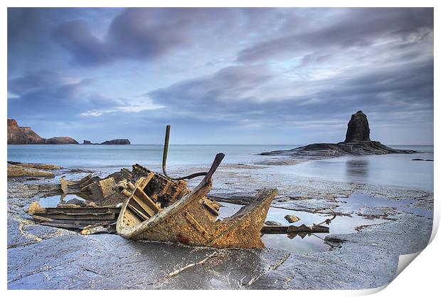Shipwreck at Black Nab, UK Print by Martin Williams