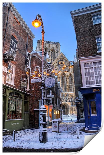 York Minster at Christmas, Petergate Street Print by Martin Williams
