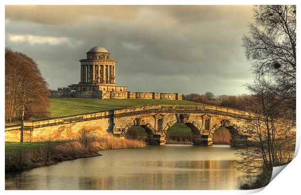 Castle Howard - New River Bridge and Mausoleum Print by Martin Williams