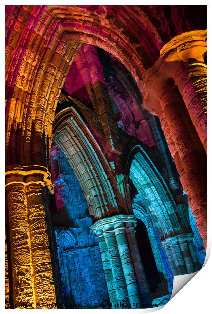 Whitby Abbey Illuminated for Halloween Print by Martin Williams
