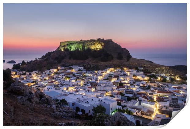 Lindos - Morning Glow Print by Martin Williams