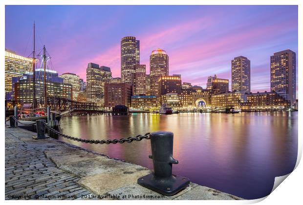 Boston Skyline Sunset Print by Martin Williams