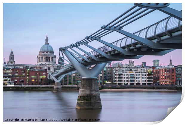 Evening at Millennium Bridge, London Print by Martin Williams