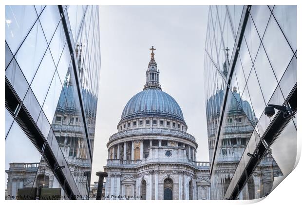 Reflections of St Paul's Cathederal viewed from On Print by Martin Williams