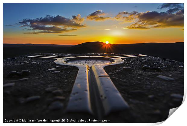 Mam Tor, Trigpoint Sunset Print by mhfore Photography
