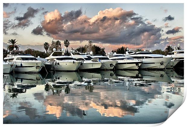 ANTIBES FRANCE PORT AT SUNSET Print by Donatella Piccone