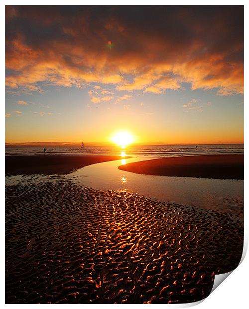 Sand Ripples reflected in a glorious sunset. Print by mike fahy