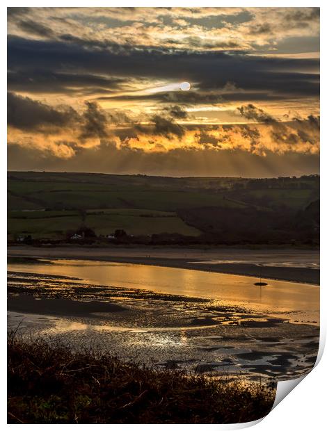 Gwbert Sunset, Ceredigion, Wales, UK Print by Mark Llewellyn