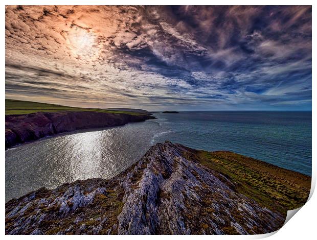 Clouds Over Mwnt Bay, Ceredigion, Wales, UK Print by Mark Llewellyn