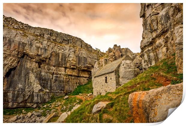 St Govans Chapel, Pembrokeshire, Wales, UK Print by Mark Llewellyn