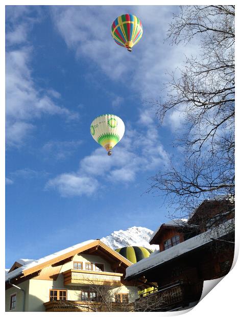 Hot Air Balloons, Filzmoos, Austria Print by Mark Llewellyn