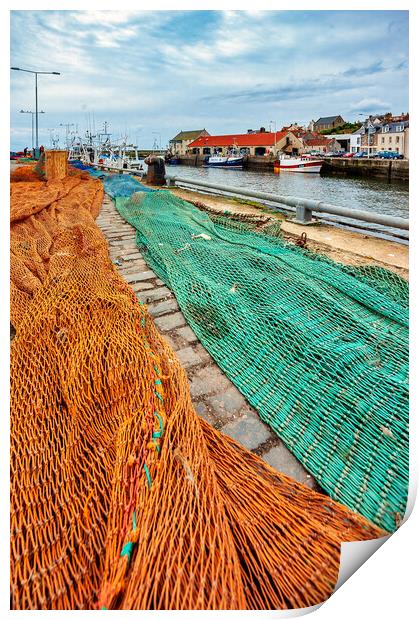 Fishing Nets, Scotland, UK Print by Mark Llewellyn