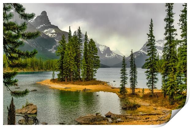 Maligne Lake, Canada Print by Mark Llewellyn